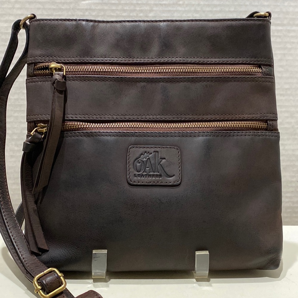 OAKS Leathers Brown Leather Crossbody Bag